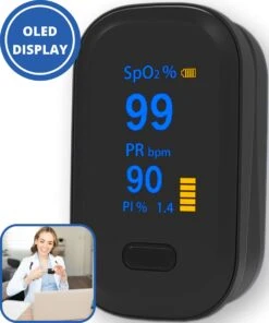 Curify® Medische Saturatiemeter - Zuurstofmeter Vinger Inclusief Hartslagmeter - Pulse Oximeter Met PI Functie