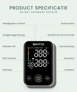 Bintoi® BX300 - Bloeddrukmeter Bovenarm - Hartslagmeter - Incl. Opbergtas En Batterijen - 2 Gebruikers -Winkel Voor Thuisgezondheidsmeetapparatuur 1000x1200 4