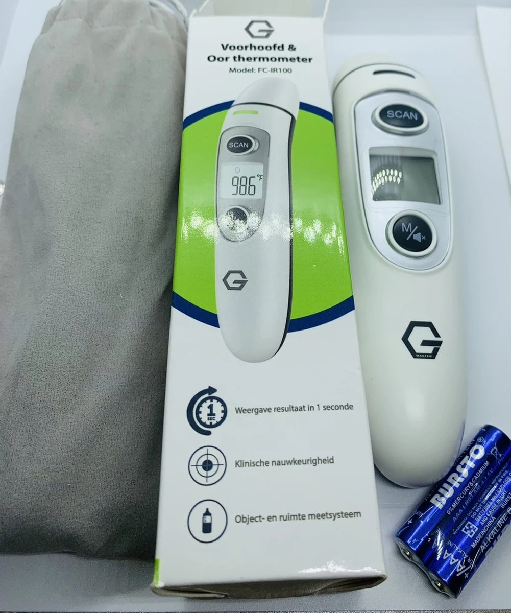 G Master Professionele Digitale Infrarood Oor- / Voorhoofd Thermometer Incl. Batterijen, Nederlandse Handleiding En 20 X Beschermkapjes 4 G Master Professionele Digitale Infrarood Oor- / Voorhoofd Thermometer Incl. Batterijen, Nederlandse Handleiding En 20 X Beschermkapjes - Afbeelding 2