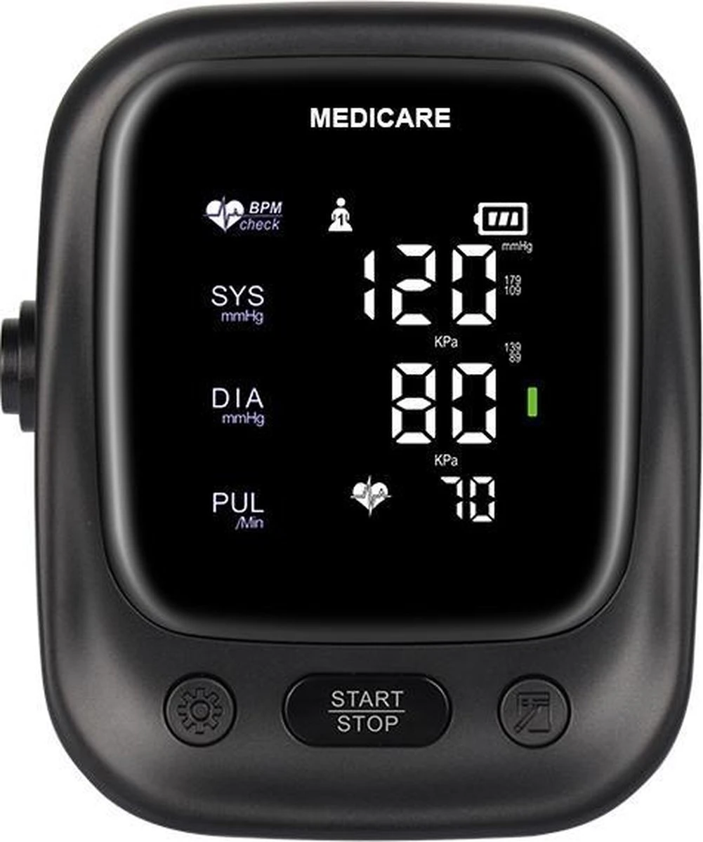 Medicare Bloeddrukmeter Bovenarm Met Spraakfunctie - Groot LED Scherm - Draagband - Zwart 3 Medicare Bloeddrukmeter Bovenarm Met Spraakfunctie - Groot LED Scherm - Draagband - Zwart - Afbeelding 2