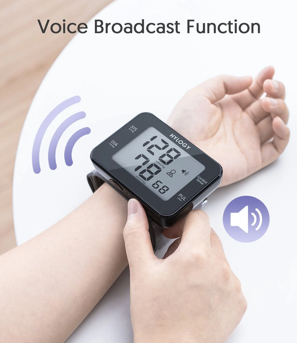 HYLOGY Pols Bloeddrukmeter Hartstichting - Digitaal LCD-scherm - Wrist Blood Pressure Monitor Easy - Manchet 13.5-21 Cm - Spraakuitzending - Zwart 4 HYLOGY Pols Bloeddrukmeter Hartstichting - Digitaal LCD-scherm - Wrist Blood Pressure Monitor Easy - Manchet 13.5-21 Cm - Spraakuitzending - Zwart - Afbeelding 2