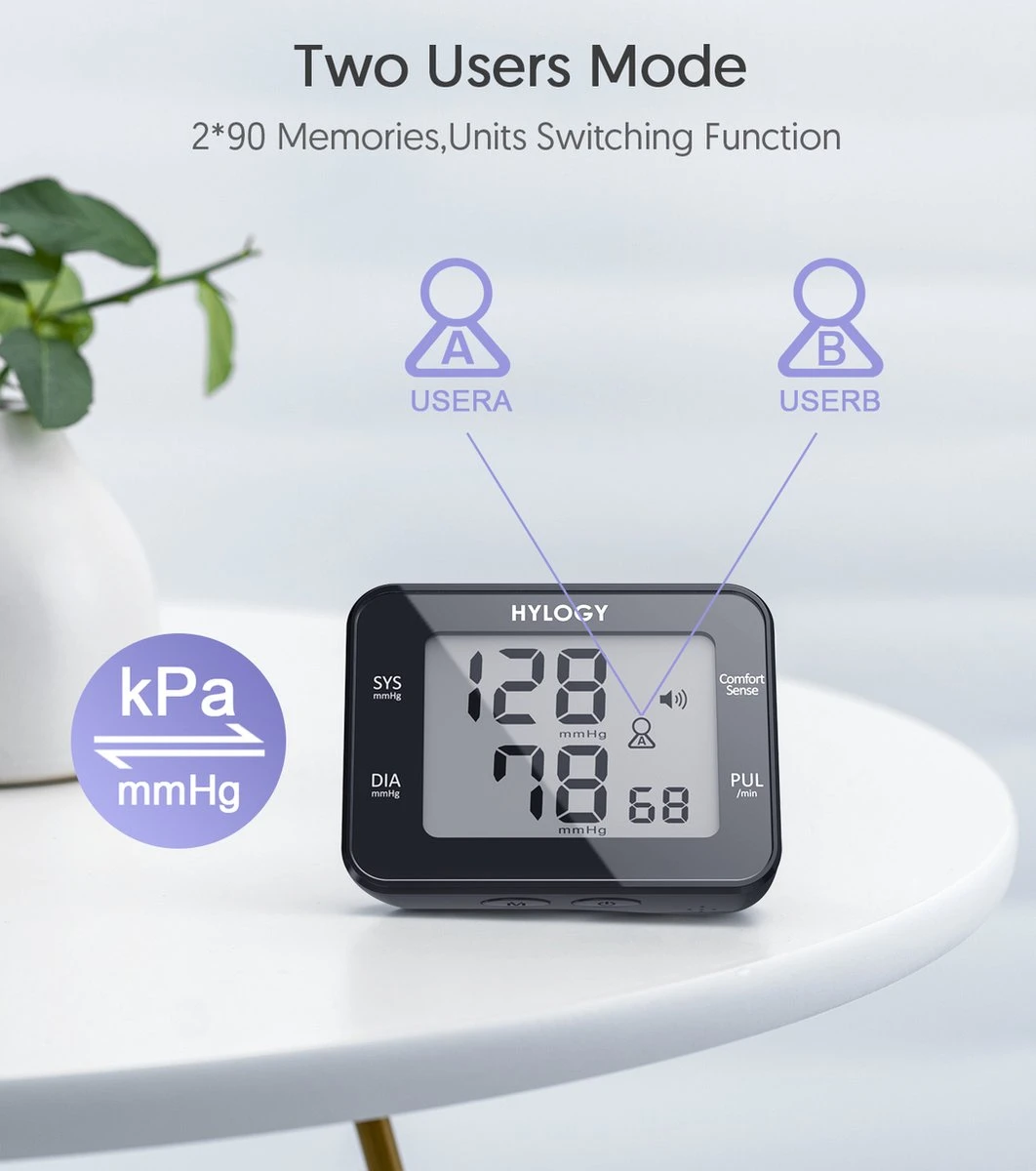 HYLOGY Pols Bloeddrukmeter Hartstichting - Digitaal LCD-scherm - Wrist Blood Pressure Monitor Easy - Manchet 13.5-21 Cm - Spraakuitzending - Zwart 8 HYLOGY Pols Bloeddrukmeter Hartstichting - Digitaal LCD-scherm - Wrist Blood Pressure Monitor Easy - Manchet 13.5-21 Cm - Spraakuitzending - Zwart - Afbeelding 6