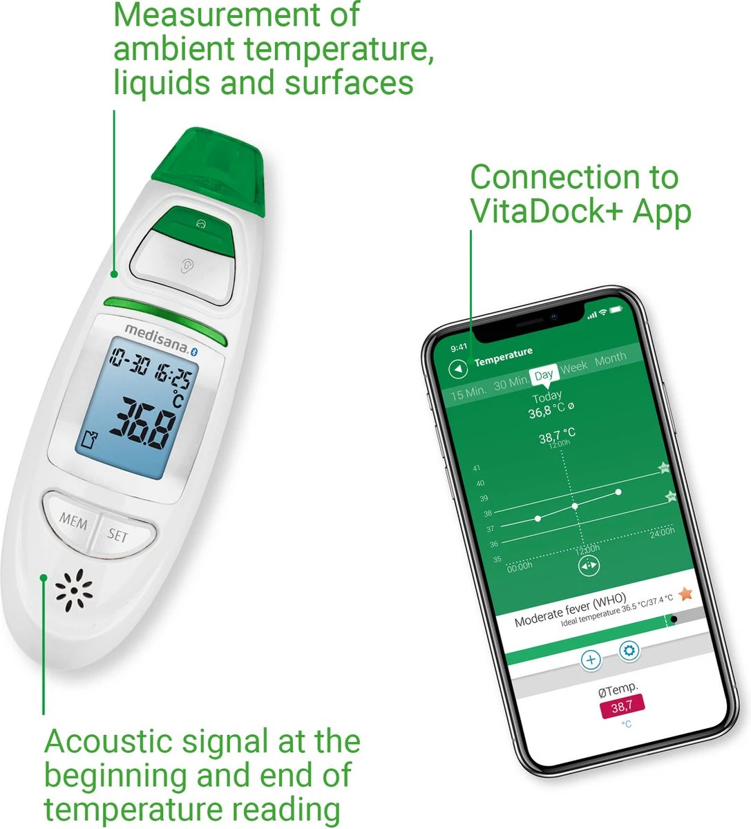 Medisana TM 750 Connect - Lichaamsthermometer - Infrarood 8 Medisana TM 750 Connect - Lichaamsthermometer - Infrarood - Afbeelding 6