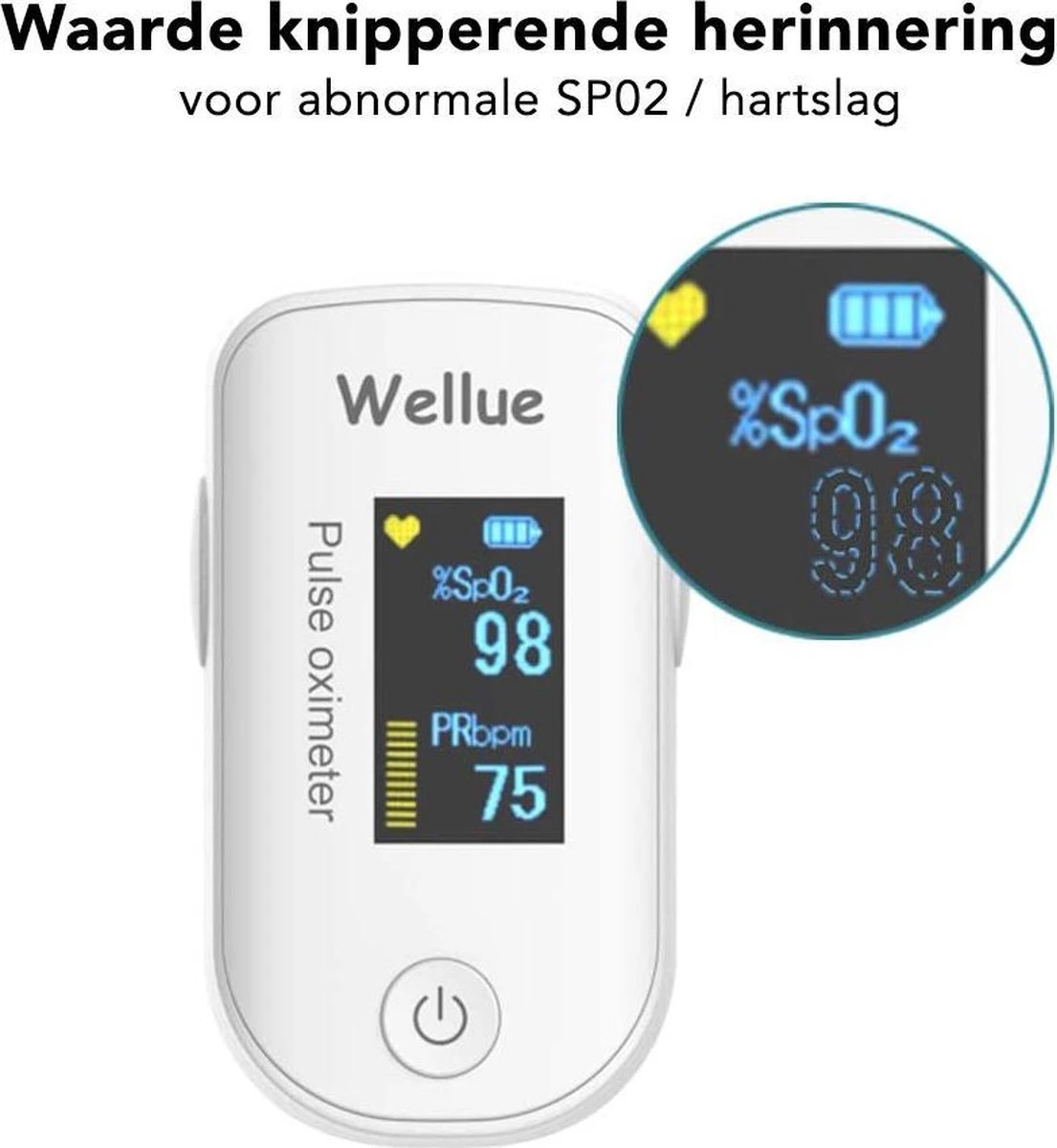 WELLUE Professionele Saturatiemeter Met VIHEALTH-App - Oximeter - Hartslagmeter - Zuurstofmeter Vinger - Pulse Oximeter - Led Scherm - Wit 11 WELLUE Professionele Saturatiemeter Met VIHEALTH-App - Oximeter - Hartslagmeter - Zuurstofmeter Vinger - Pulse Oximeter - Led Scherm - Wit - Afbeelding 10