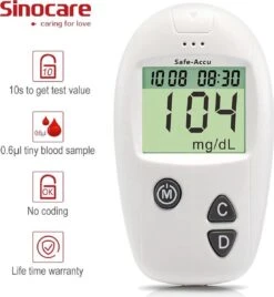 Sinocare - Sinocare Bloedglucosemeter, Safe-Accu Bloedglucosetestkit Met Bloedglucoseteststrips X 50 + Bloedsuikertestlancet X 50 + Diabetische Prikpen Zonder Code - Mg/dL 14 Sinocare - Sinocare Bloedglucosemeter, Safe-Accu Bloedglucosetestkit Met Bloedglucoseteststrips X 50 + Bloedsuikertestlancet X 50 + Diabetische Prikpen Zonder Code - Mg/dL -Winkel Voor Thuisgezondheidsmeetapparatuur 1107x1200 3