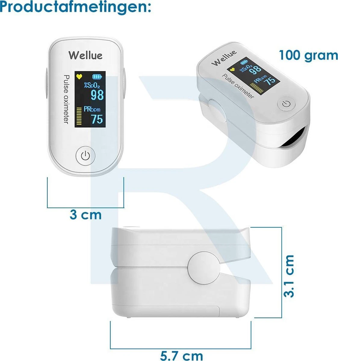 WELLUE Professionele Saturatiemeter Met VIHEALTH-App - Oximeter - Hartslagmeter - Zuurstofmeter Vinger - Pulse Oximeter - Led Scherm - Wit 6 WELLUE Professionele Saturatiemeter Met VIHEALTH-App - Oximeter - Hartslagmeter - Zuurstofmeter Vinger - Pulse Oximeter - Led Scherm - Wit - Afbeelding 5