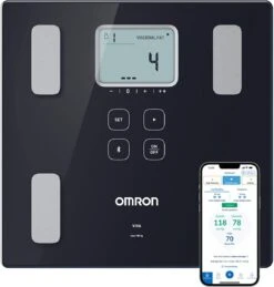 OMRON VIVA Slimme Bluetooth Weegschaal Met Lichaamsanalyze En Vetpercentage - Volledige Bio-Elektrische Impedantie Analyze (BIA) - Smart Personenweegschaal Digitaal - Smart Scale - Met Mobiele App - Klinisch Gevalideerd – Zwart