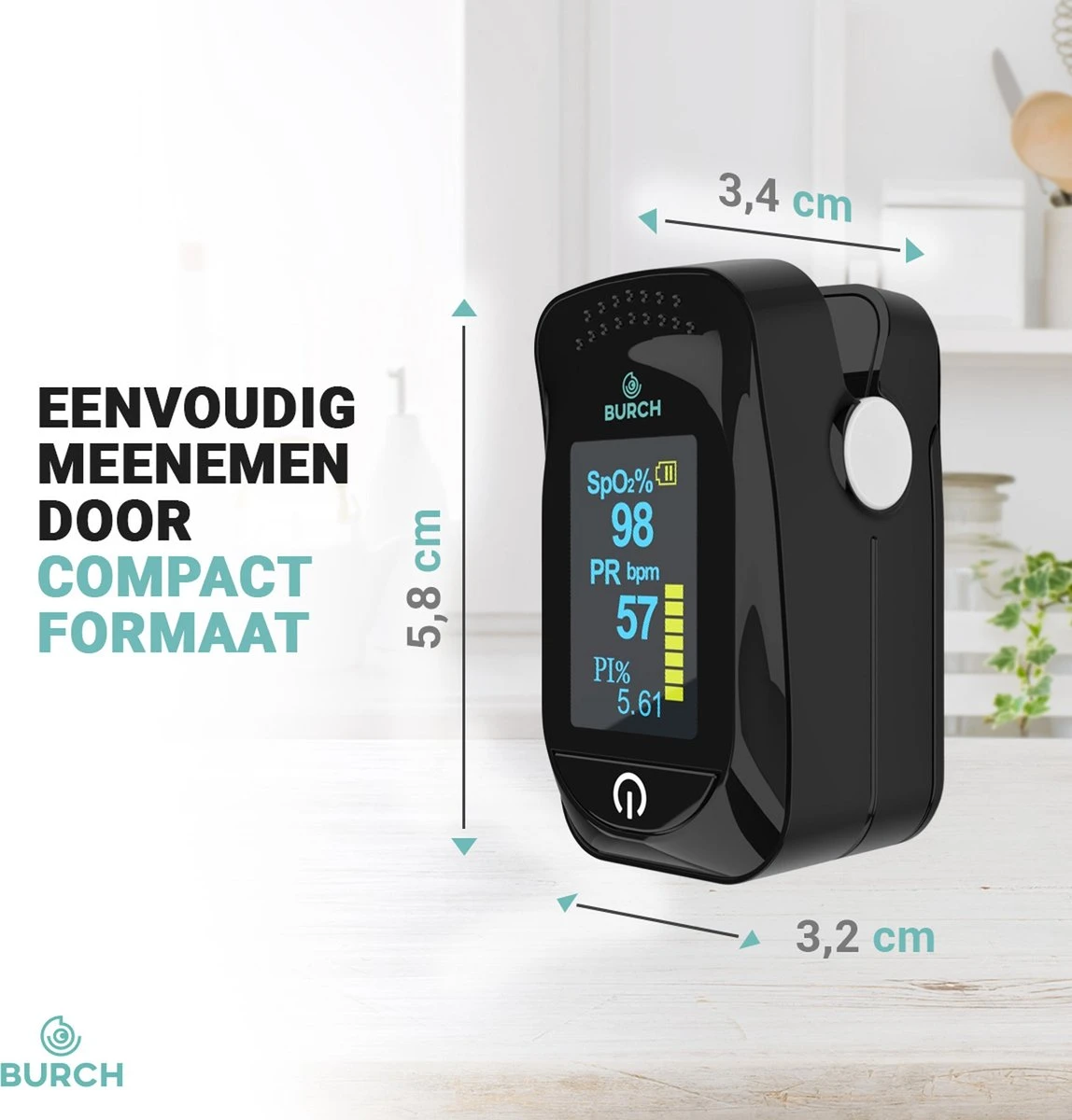 BURCH Med ® Saturatiemeter Zuurstofmeter Vinger - Oximeter - CE + FAGG Medische Kwalificatie En Inspectie - NL Handleiding - Koord + Batt. 9 BURCH Med ® Saturatiemeter Zuurstofmeter Vinger - Oximeter - CE + FAGG Medische Kwalificatie En Inspectie - NL Handleiding - Koord + Batt. - Afbeelding 7