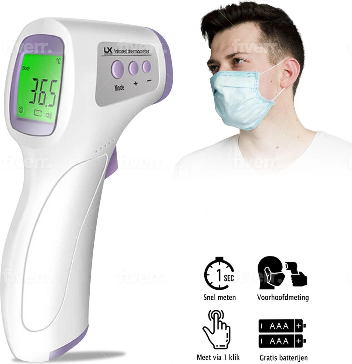 Infrared Thermometer - Infrarood Thermometer - Thermometer Voorhoofd - Thermometer Lichaam - Thermometer Koorts - LCD Display - Temperatuurmeter- Digital Thermometer - Contactloos - Thermometer Lichaam - Digitale Thermometer - Thermomètre Infrarouge 3 Infrared Thermometer - Infrarood Thermometer - Thermometer Voorhoofd - Thermometer Lichaam - Thermometer Koorts - LCD Display - Temperatuurmeter- Digital Thermometer - Contactloos - Thermometer Lichaam - Digitale Thermometer - Thermomètre Infrarouge