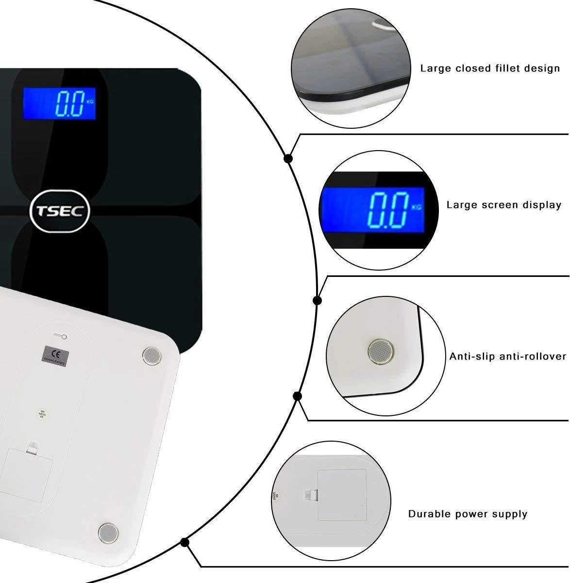 Naisidier - Smart Bluetooth Weegschaal (IOS, Android) - Personenweegschaal - Digitaal Bluetooth Weegschaal - Verlicht LCD Scherm - Zwart 6 Naisidier - Smart Bluetooth Weegschaal (IOS, Android) - Personenweegschaal - Digitaal Bluetooth Weegschaal - Verlicht LCD Scherm - Zwart - Afbeelding 4