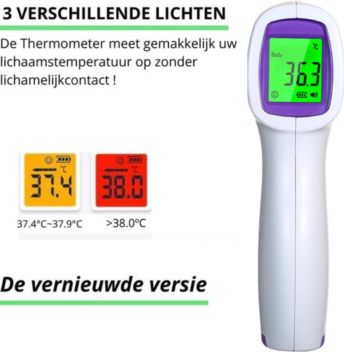 Infrarood Thermometer - Thermometer Lichaam & Voorhoofd 4 Infrarood Thermometer - Thermometer Lichaam & Voorhoofd - Afbeelding 2