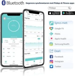 O'dor® Bluetooth Personenweegschaal Met IOS En Android Smart App - Weegschaal Digitale Lichaamsanalyse - Meet Gewicht, Lichaamsvet, Spiermassa, BMI, Botmassa En Vetpercentage -Winkel Voor Thuisgezondheidsmeetapparatuur 1179x1200