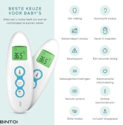 Bintoi® X100 - Digitale Oorthermometer - Infrarood Thermometer Voorhoofd - Temperatuurmeter - Koortsthermometer Voor Volwassenen En Baby's - Digitale Thermometer Lichaam - Instant Meting In 1 Seconde - Incl. Batterijen -Winkel Voor Thuisgezondheidsmeetapparatuur 1185x1200 1