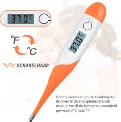 Thermometer Lichaam - Koorts - Koortsthermometer Voor Volwassenen - Oranje - Incl. Opbergcase En Handleiding! -Winkel Voor Thuisgezondheidsmeetapparatuur 1190x1200 7