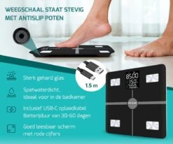 FITAGE LCD Personenweegschaal - Weegschaal Met 17x Lichaamsanalyse - Vetpercentagemeter - FITAGE App -Winkel Voor Thuisgezondheidsmeetapparatuur 1200x1000 24