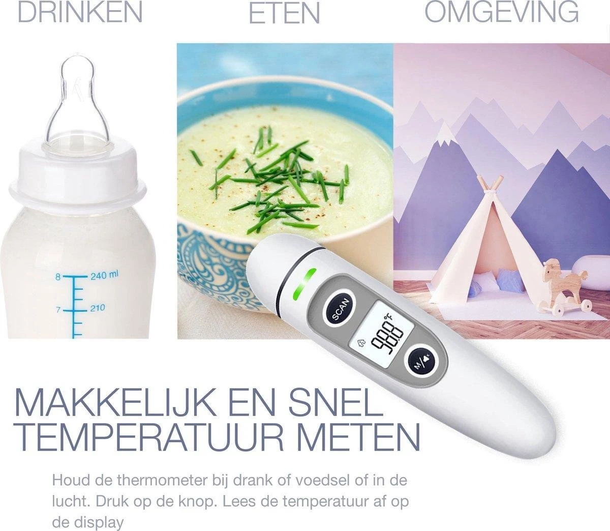 G Master Professionele Digitale Infrarood Oor- / Voorhoofd Thermometer Incl. Batterijen, Nederlandse Handleiding En 20 X Beschermkapjes 15 G Master Professionele Digitale Infrarood Oor- / Voorhoofd Thermometer Incl. Batterijen, Nederlandse Handleiding En 20 X Beschermkapjes - Afbeelding 13