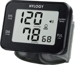 HYLOGY Pols Bloeddrukmeter Hartstichting - Digitaal LCD-scherm - Wrist Blood Pressure Monitor Easy - Manchet 13.5-21 Cm - Spraakuitzending - Zwart