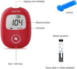 Sinocare Safe AQ Smart - Glucosemeter Kit – Bloedsuiker Tester – Inclusief 100 Test Strips En 100 Lancetten -Winkel Voor Thuisgezondheidsmeetapparatuur 1200x1077