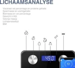 Swiss Homes® | Slimme Weegschaal Met Gratis App | Digitale Bluetooth Personenweegschaal Met Lichaamsanalyse| Tot 180Kg| BMI, Vetpercentage, Spiermassa, Visceraal Vet Etc. | Zwart -Winkel Voor Thuisgezondheidsmeetapparatuur 1200x1086