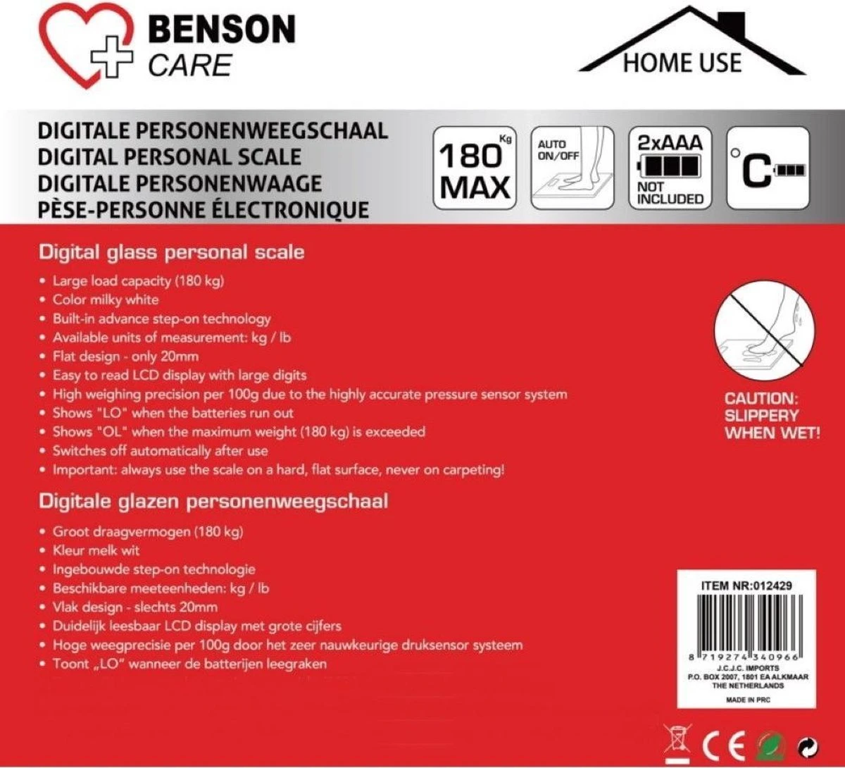 Benson Hofftech - Digitale Personenweegschaal - Wit - Max 180 KG 5 Benson Hofftech - Digitale Personenweegschaal - Wit - Max 180 KG - Afbeelding 3