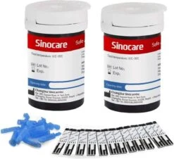 Sinocare Safe AQ Smart Bloedglucosemeter/bloedglucose Diabetescontrolekit Met Codevrij Strips X 50 En Pijnloze Lancetten X 50 - In Mg/dL (Safe AQ Smart) (50 Strips)