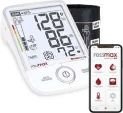 Rossmax X9 BT - Professionele Bloeddrukmeter Bovenarm - Klinisch Gevalideerd - Hartslagmeter - 2 Meetmethodes - Stethoscoop - Bluetooth - Smartphone App - Onregelmatige Hartslag, AFib, PC, TACH, BRAD Detectie - Geheugen - 3 Manchetten S,M,L 16-46 Cm