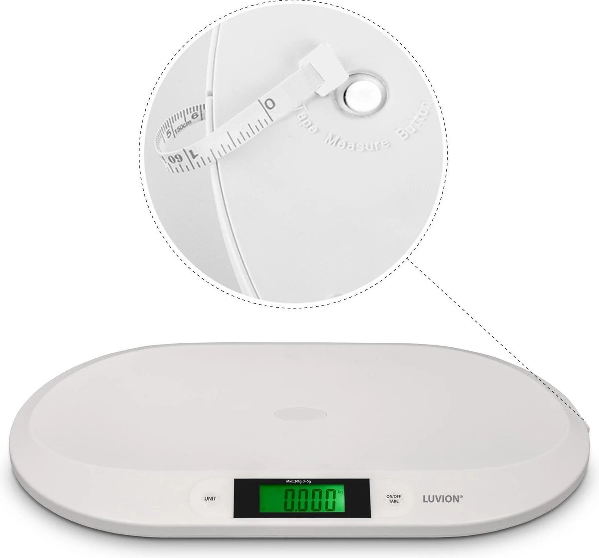 Luvion Babyweegschaal Exact-75 - Baby Weegschaal - Op 5 Gram Nauwkeurig - Meetlint Inclusief 5 Luvion Babyweegschaal Exact-75 - Baby Weegschaal - Op 5 Gram Nauwkeurig - Meetlint Inclusief - Afbeelding 3