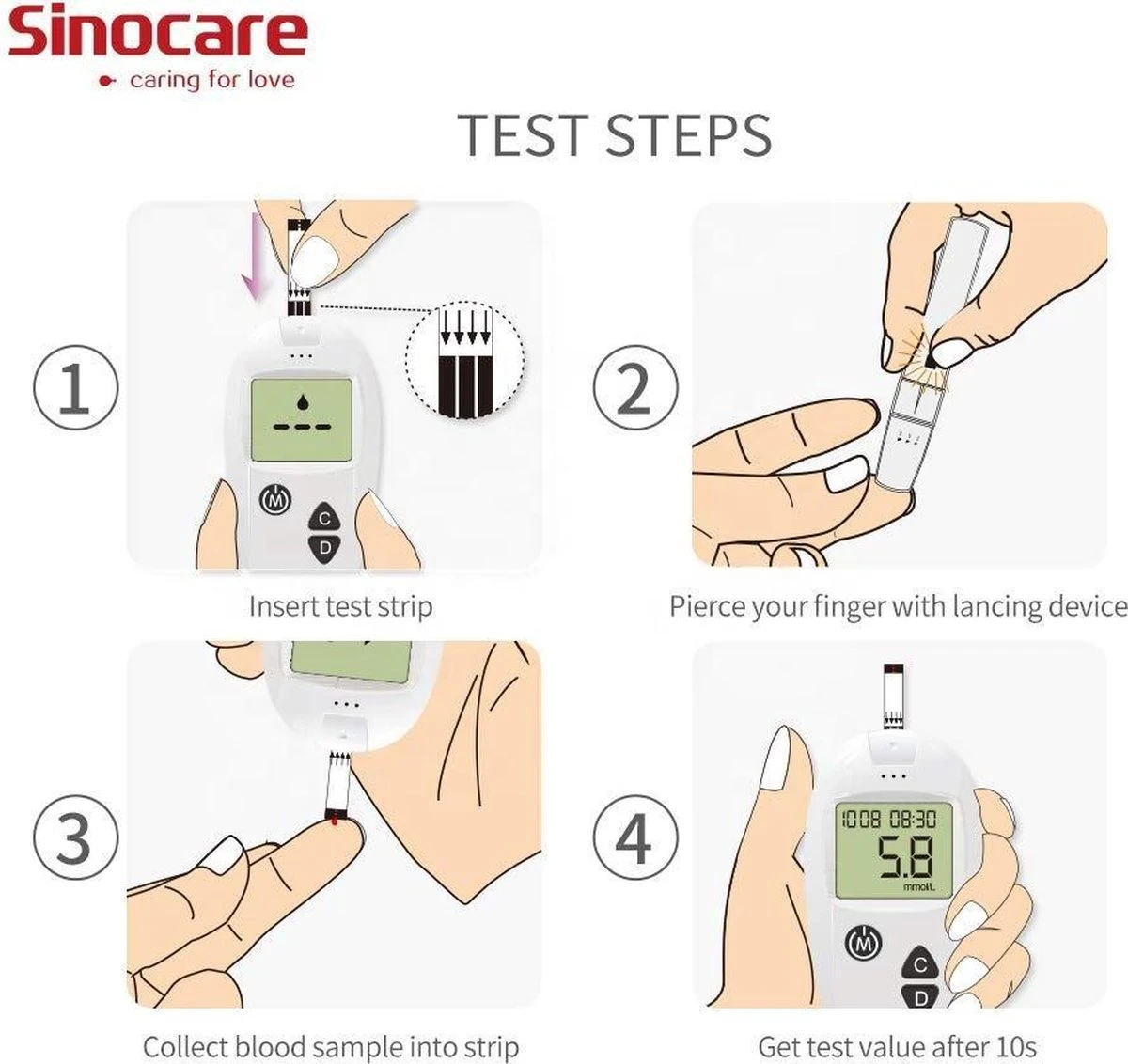 Sinocare - Sinocare Bloedglucosemeter, Safe-Accu Bloedglucosetestkit Met Bloedglucoseteststrips X 50 + Bloedsuikertestlancet X 50 + Diabetische Prikpen Zonder Code - Mg/dL 9 Sinocare - Sinocare Bloedglucosemeter, Safe-Accu Bloedglucosetestkit Met Bloedglucoseteststrips X 50 + Bloedsuikertestlancet X 50 + Diabetische Prikpen Zonder Code - Mg/dL - Afbeelding 7