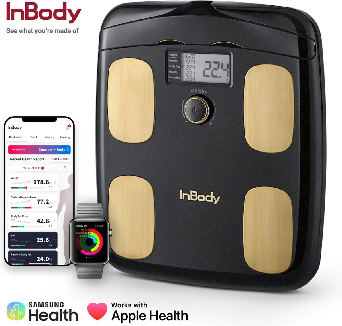 InBody Dial H20N - Smart Weegschaal Met Vet/spier Meting - Lichaamsanalyse - Bluetooth & App (Midnight Black) 3 InBody Dial H20N - Smart Weegschaal Met Vet/spier Meting - Lichaamsanalyse - Bluetooth & App (Midnight Black)
