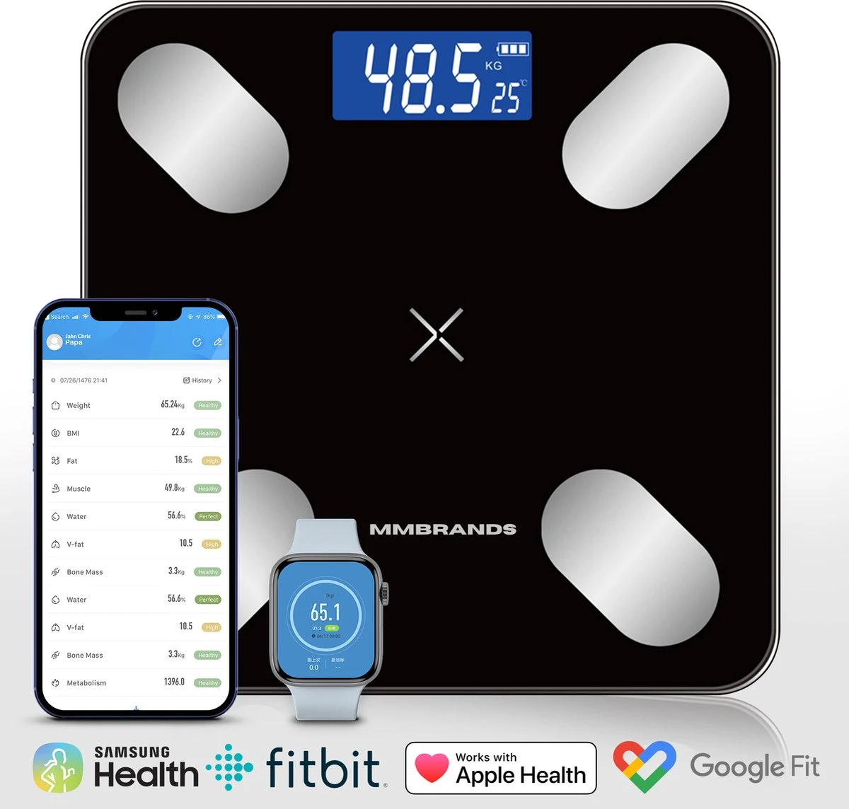 MM Brands Personen Weegschaal - Digitale Slimme Weegschaal Met Lichaamsanalyse - Inclusief App 3 MM Brands Personen Weegschaal - Digitale Slimme Weegschaal Met Lichaamsanalyse - Inclusief App