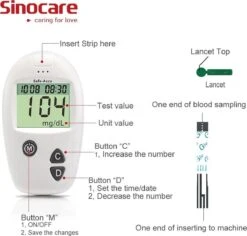 Sinocare - Sinocare Bloedglucosemeter, Safe-Accu Bloedglucosetestkit Met Bloedglucoseteststrips X 50 + Bloedsuikertestlancet X 50 + Diabetische Prikpen Zonder Code - Mg/dL 12 Sinocare - Sinocare Bloedglucosemeter, Safe-Accu Bloedglucosetestkit Met Bloedglucoseteststrips X 50 + Bloedsuikertestlancet X 50 + Diabetische Prikpen Zonder Code - Mg/dL -Winkel Voor Thuisgezondheidsmeetapparatuur 1200x1146