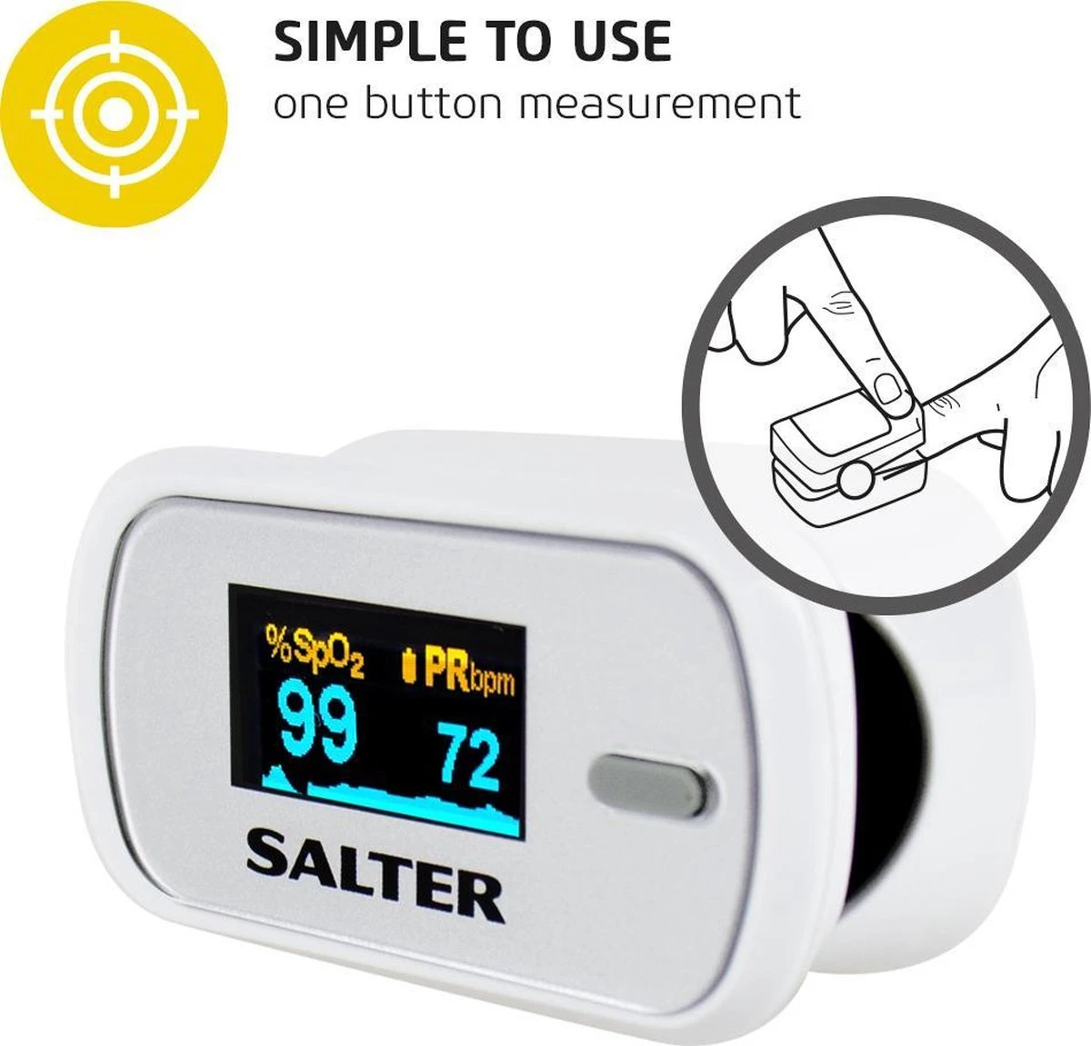 Salter- Saturatiemeter- Hartslagmeter-zuurstofmeter-vinger Pulse Oximeter- Inclusief Batterijen- Achtergrondsverlichting- 2 Jaar Garantie 10 Salter- Saturatiemeter- Hartslagmeter-zuurstofmeter-vinger Pulse Oximeter- Inclusief Batterijen- Achtergrondsverlichting- 2 Jaar Garantie - Afbeelding 8