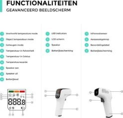 Curify® Infrarood Thermometer - Lichaam En Voorhoofd Contactloos Meten In 1 Seconde - Medische Koortsthermometer Voor Volwassenen, Kinderen En Baby - Temperatuurmeter Voorhoofd En Lichaam -Winkel Voor Thuisgezondheidsmeetapparatuur 1200x1154 4