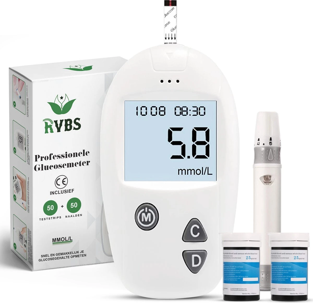 Glucosemeter - Bloedsuikermeter - Glucose Meter - Bloedsuikerspiegelmeter - Diabetes Meter - Glucose Monitor - 50 Teststrips - 50 Naalden - Startpakket 7 Glucosemeter - Bloedsuikermeter - Glucose Meter - Bloedsuikerspiegelmeter - Diabetes Meter - Glucose Monitor - 50 Teststrips - 50 Naalden - Startpakket - Afbeelding 5