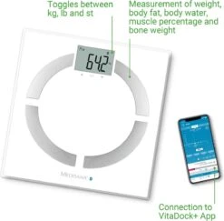 Medisana BS444 Connect - Lichaamsanalyseweegschaal - Wit -Winkel Voor Thuisgezondheidsmeetapparatuur 1200x1179 1