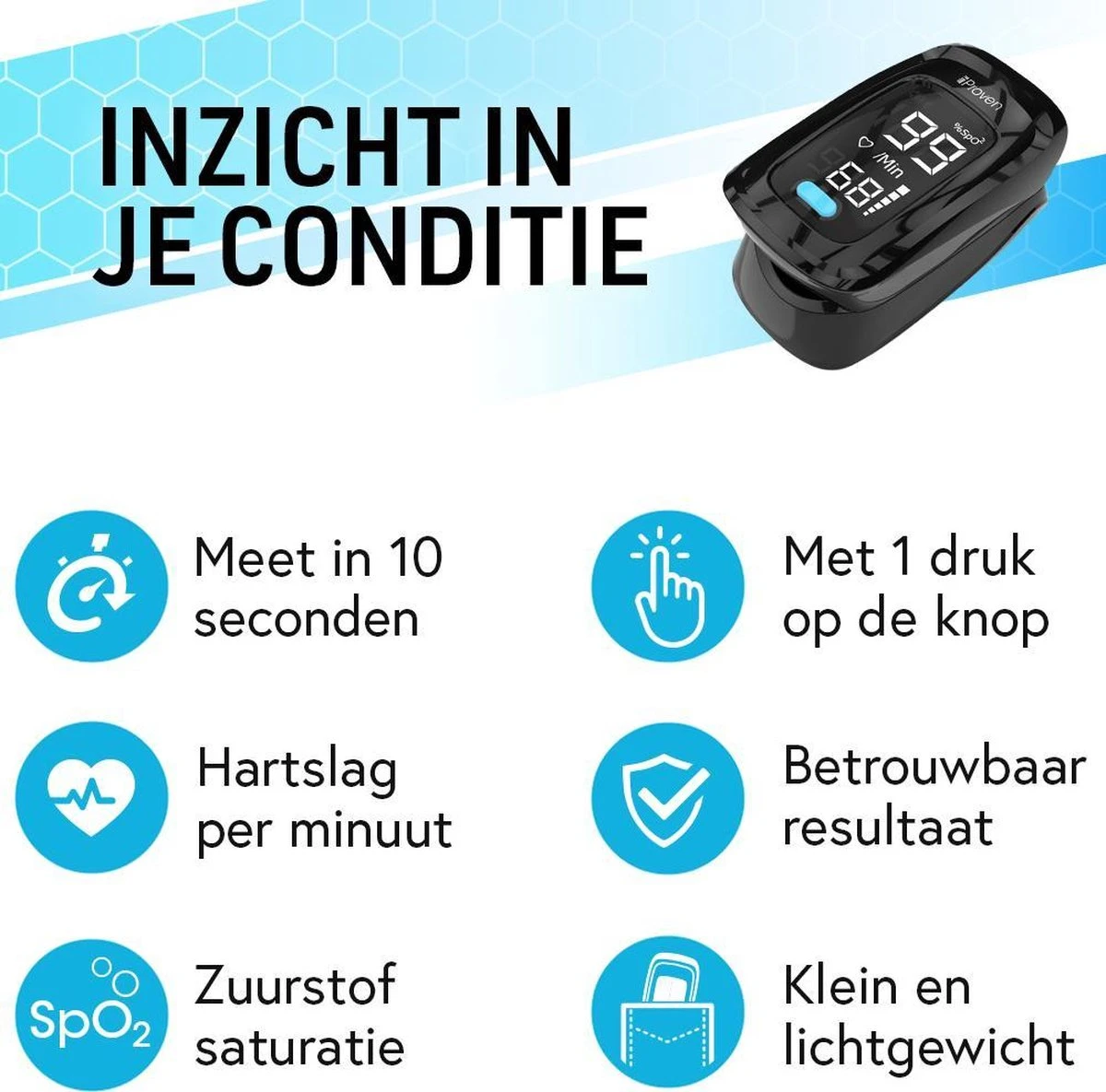 IProven OXI-27iBL - Saturatiemeter Zuurstofmeter Pulse Oximeter - Hartslag Meting - Zuurstof Meting 6 IProven OXI-27iBL - Saturatiemeter Zuurstofmeter Pulse Oximeter - Hartslag Meting - Zuurstof Meting - Afbeelding 4