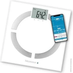 Medisana BS444 Connect - Lichaamsanalyseweegschaal - Wit -Winkel Voor Thuisgezondheidsmeetapparatuur 1200x1193 2