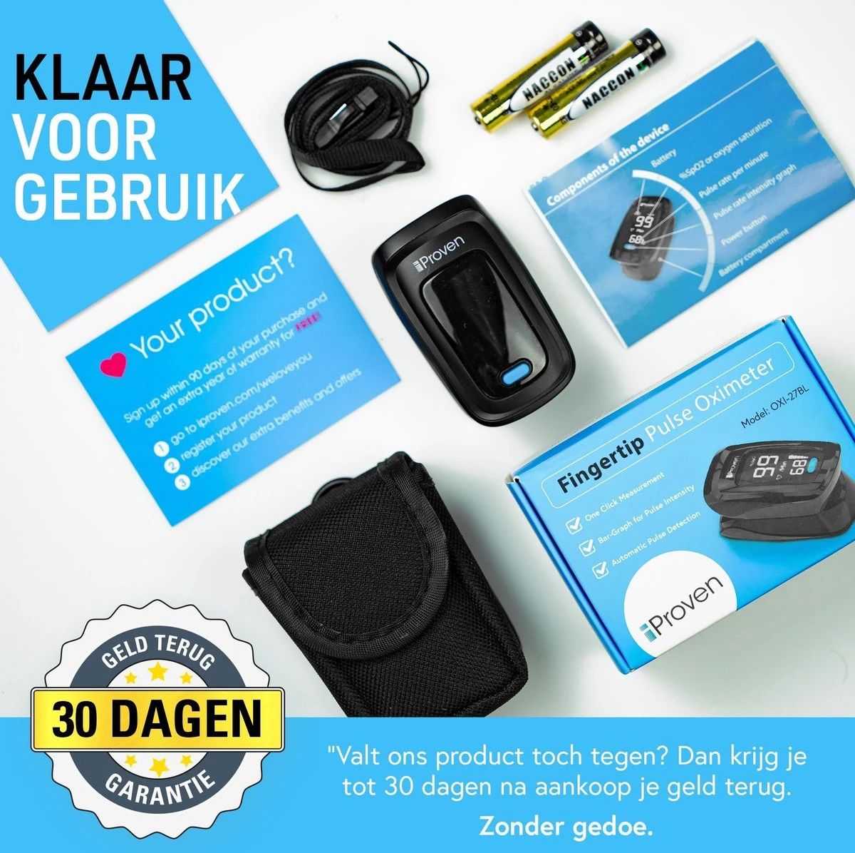 IProven OXI-27iBL - Saturatiemeter Zuurstofmeter Pulse Oximeter - Hartslag Meting - Zuurstof Meting 4 IProven OXI-27iBL - Saturatiemeter Zuurstofmeter Pulse Oximeter - Hartslag Meting - Zuurstof Meting - Afbeelding 2