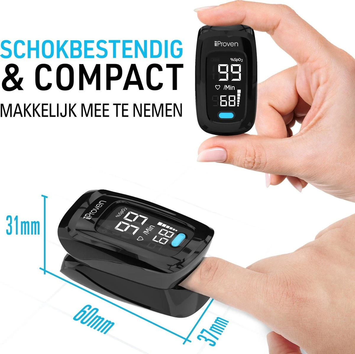 IProven OXI-27iBL - Saturatiemeter Zuurstofmeter Pulse Oximeter - Hartslag Meting - Zuurstof Meting 8 IProven OXI-27iBL - Saturatiemeter Zuurstofmeter Pulse Oximeter - Hartslag Meting - Zuurstof Meting - Afbeelding 6