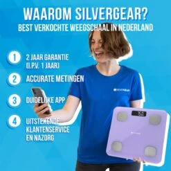 Silvergear® Bluetooth Personenweegschaal - Met Zeer Volledige Lichaamsanalyse Met Vetpercentage – Inclusief Analyse App – Lavendel Paars 17 Silvergear® Bluetooth Personenweegschaal - Met Zeer Volledige Lichaamsanalyse Met Vetpercentage – Inclusief Analyse App – Lavendel Paars -Winkel Voor Thuisgezondheidsmeetapparatuur 1200x1198 4