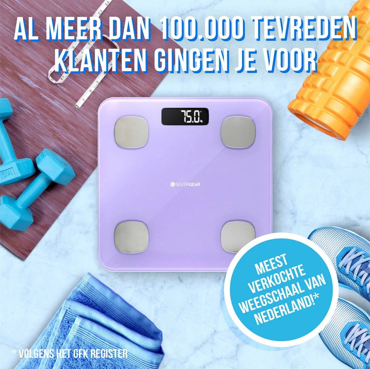 Silvergear® Bluetooth Personenweegschaal - Met Zeer Volledige Lichaamsanalyse Met Vetpercentage – Inclusief Analyse App – Lavendel Paars 9 Silvergear® Bluetooth Personenweegschaal - Met Zeer Volledige Lichaamsanalyse Met Vetpercentage – Inclusief Analyse App – Lavendel Paars - Afbeelding 7