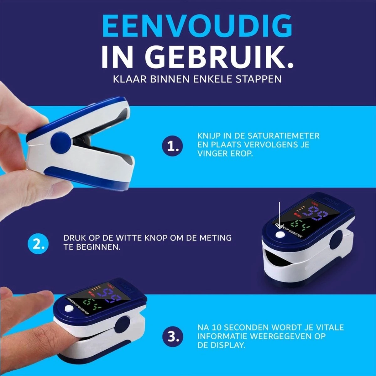 Zuurstof Saturatiemeter Inclusief Batterijen - Realtime Hartslagmeting - Best Getest - Zuurstofmeter Vinger - Digitale Vingertop Pulse Oximeter - Hartslagmeter - Medische Hulpmiddel - CE + FAGG Gekeurd - Inclusief Draagkoord 5 Zuurstof Saturatiemeter Inclusief Batterijen - Realtime Hartslagmeting - Best Getest - Zuurstofmeter Vinger - Digitale Vingertop Pulse Oximeter - Hartslagmeter - Medische Hulpmiddel - CE + FAGG Gekeurd - Inclusief Draagkoord - Afbeelding 3