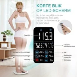 O'dor® Bluetooth Personenweegschaal Met IOS En Android Smart App - Weegschaal Digitale Lichaamsanalyse - Meet Gewicht, Lichaamsvet, Spiermassa, BMI, Botmassa En Vetpercentage -Winkel Voor Thuisgezondheidsmeetapparatuur 1200x1200 106