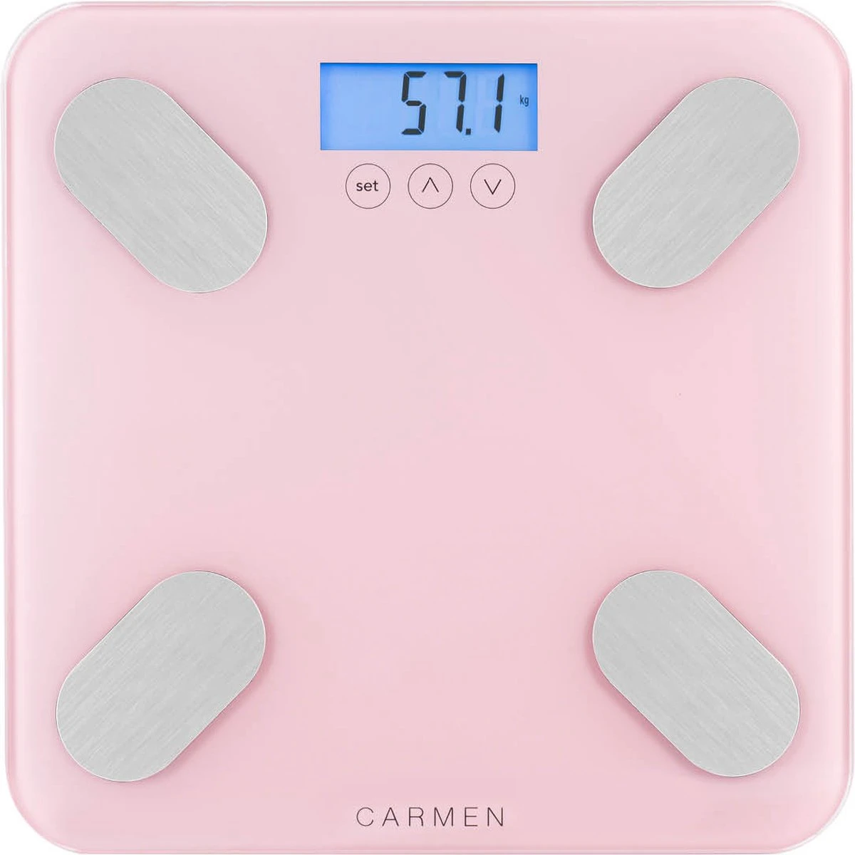 Carmen CBS0301P - Personenweegschaal - Weegt Tot180 KG - Digitaal - Lichaamsanalyse BMI - Geheugen Tot 10 Gebruikers - Roze 4 Carmen CBS0301P - Personenweegschaal - Weegt Tot180 KG - Digitaal - Lichaamsanalyse BMI - Geheugen Tot 10 Gebruikers - Roze - Afbeelding 2