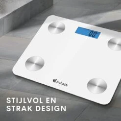 Achaté Slimme Weegschaal Met App - 12 Lichaamsanalyses - Smart Personenweegschaal - 8 Gebruikers - Incl Batterij - Wit -Winkel Voor Thuisgezondheidsmeetapparatuur 1200x1200 23