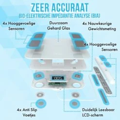 Silvergear® Slimme Pro Weegschaal Met Handvat - 14 Meetfuncties En Analyse App - 8 Sensoren - Professionele Sportschool Smart Scale - Bio Impedantie Meting - Onderlichaam én Bovenlichaam Metingen - Wit -Winkel Voor Thuisgezondheidsmeetapparatuur 1200x1200 249