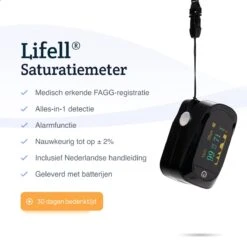 Lifell Medische Saturatiemeter - Hartslag Meter & Zuurstofmeter - Oximeter - NL Handleiding - Zwart -Winkel Voor Thuisgezondheidsmeetapparatuur 1200x1200 464