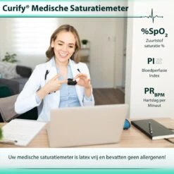 Curify® Medische Saturatiemeter - Zuurstofmeter Vinger Inclusief Hartslagmeter - Pulse Oximeter Met PI Functie -Winkel Voor Thuisgezondheidsmeetapparatuur 1200x1200 481