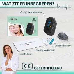 Curify® Medische Saturatiemeter - Zuurstofmeter Vinger Inclusief Hartslagmeter - Pulse Oximeter Met PI Functie -Winkel Voor Thuisgezondheidsmeetapparatuur 1200x1200 484