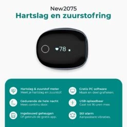 New2075 – Saturatiemeter – Zuurstofmeter Vinger – Oximeter – Hartslagmeter – Gratis App–voor Snurken En Slaap Apnea – Beter Slapen -Winkel Voor Thuisgezondheidsmeetapparatuur 1200x1200 499